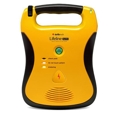 Heartsmart Defibtech Lifeline Fully Automatic AED, Carrying Case, CPR Prep Kit, Inspection Tag, Decal, Keychain Mask