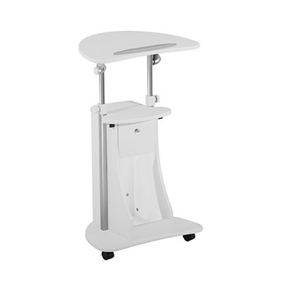 Techni Mobili Techni Mobili Sit-to-Stand Rolling Adjustable Laptop Cart with Storage, White