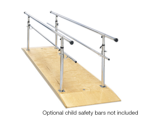 CanDo Parallel Bars, wood platform, height adjustable, 10' L x 30" W x 26" - 44" H
