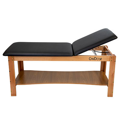 CanDo CanDo Treatment Table w/Adjustable Back & Shelf, 400 LB Capacity, 78"L x 30"W, Black Top, Quick Ship