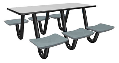 Cortech USA Anchor Table, 6 Blue/Grey Seats, Rectangle, 30" x 72"