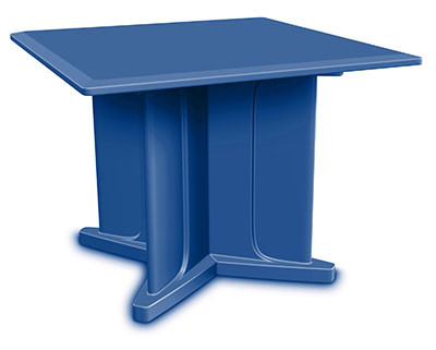Cortech USA Endurance Table 42" Square X-Base Flame Retardant, Blue Grey