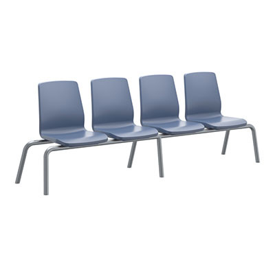 Cortech USA Structured Seating, 2 Seats, No Arms, Bolt Down, Blue Grey