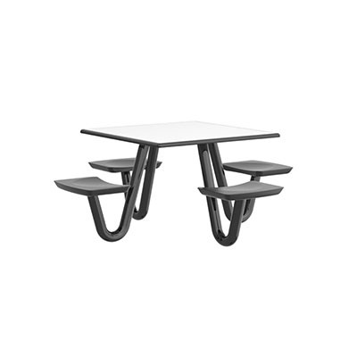 Cortech USA Anchor Table, 4 Black Seats, Square, 42" x 42"