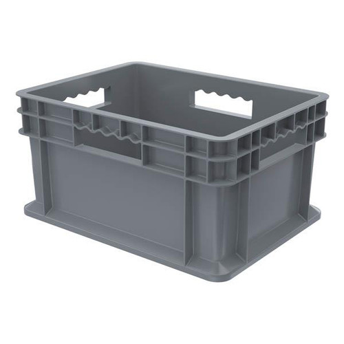 Akro-Mils Straight Wall Container Solid Sides & Base Gray
