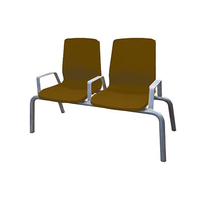 Cortech USA Structured Seating, 2 Seats, Arms/Dividers, Bolt Down, Brown