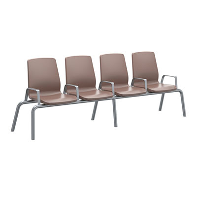 Cortech USA Structured Seating, 4 Seats, Arms/Dividers, Bolt Down, Brown