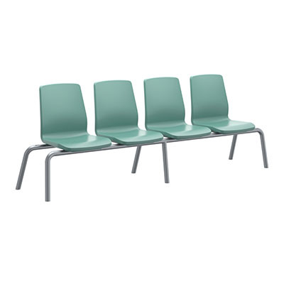 Cortech USA Structured Seating, 4 Seats, No Arms, Bolt Down, Aqua