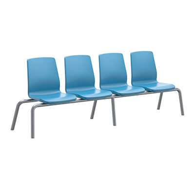 Cortech USA Structured Seating, 4 Seats, No Arms, Bolt Down, Slate Blue