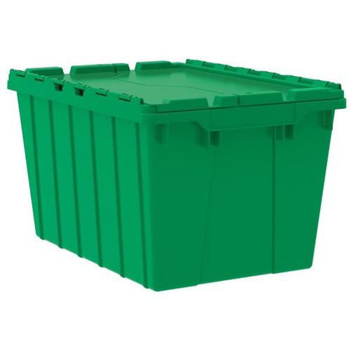 Akro-Mils Attached Lid Container 12 gal Green