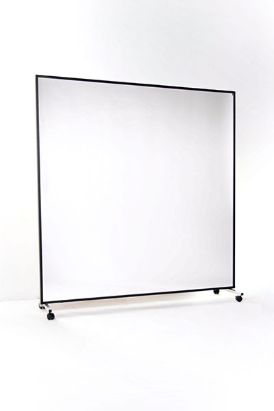 LiteMirror Glassless Mirror, Rolling Stand and Corkboard Back Panel, 72" W x 84" H