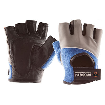 Impacto Impacto Gel Work Glove, Leather, Half Finger, Medium