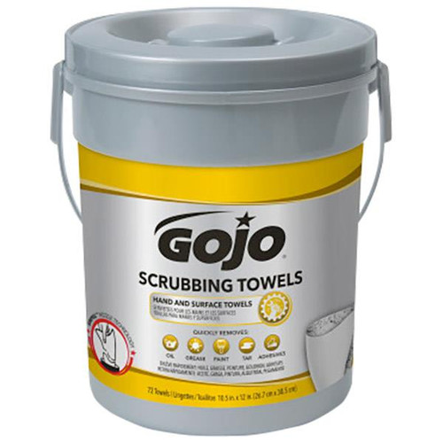 Gojo Heavy-Duty Scrubbing Towels, Gray, 6 Containers/72 Each