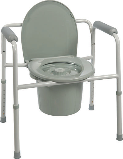 Compass Health Three-in-One Steel Commode with Plastic Armrests, Case of 4