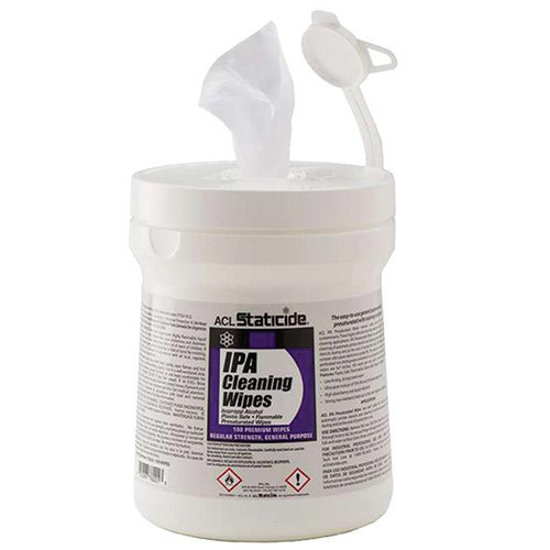 ACL Staticide Presaturated General Purpose IPA Cleaning Wipes - White