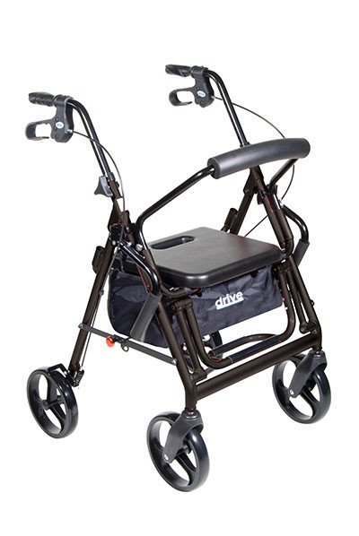 Drive Drive, Duet Dual Function Transport Wheelchair Rollator Rolling Walker, Black