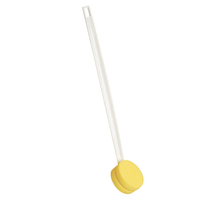 Maddak Back scrubber, straight handle, rotating arm, 3.75 inch round sponge