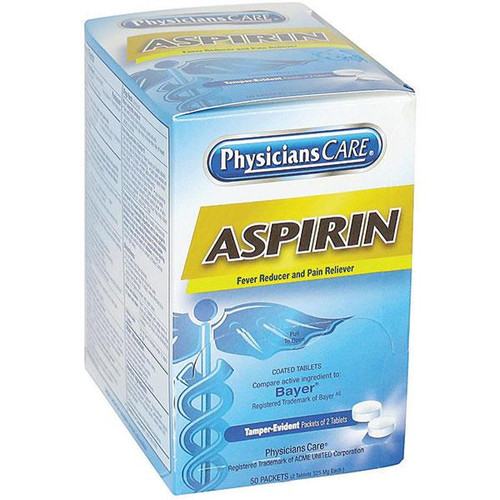 Aspirin, 325 mg, 2 Pkg/50 Each