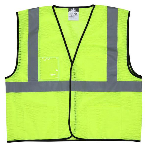 MCR Safety Luminator Class 2 Economy Solid Mesh Vest 2X-Large Lime