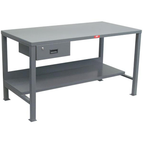 Jamco Heavy-Duty Fixed Workbench w Drawer - Gray