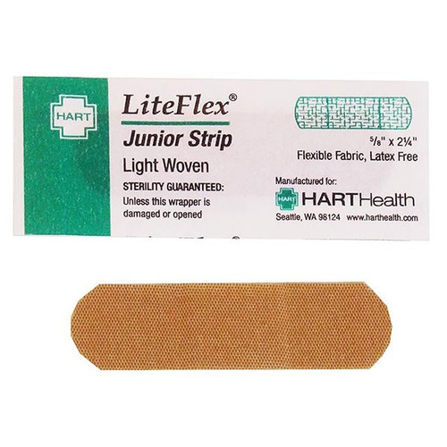 HART Health Liteflex Junior Strip Light Woven Adhesive Bandages, 5/8" x 2 1/4", 50/Box
