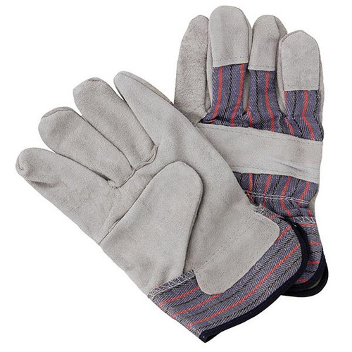 TruForce Split Leather Palm Gloves Large Spriped Gray