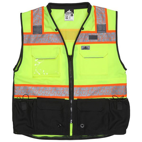 MCR Safety ANSI Class 2 Solid Front Mesh Safety Vest 4X-Large Hi-Vis Lime