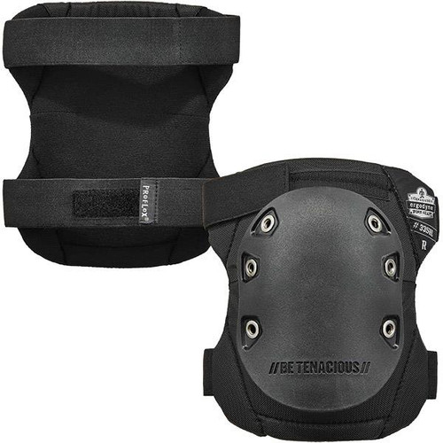 Ergodyne ProFlex 335HL Slip-Resistant Rubber Cap Kneepads w Hook-&-Loop Closures Black