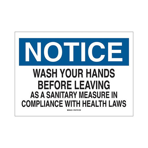Brady "Notice Wash Hands Before Leaving As A..." Personal Hygiene Signs