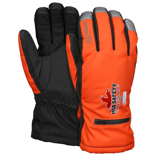 MCR Safety Extreme Climate MaxGrid Multi-Task Gloves Large Hi-Vis Orange Black