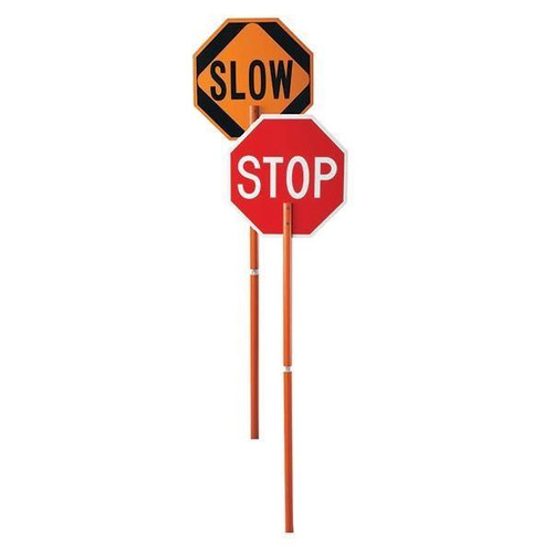 Cortina Stop & Slow Paddle Sign Engineer-Grade Reflective - Orange