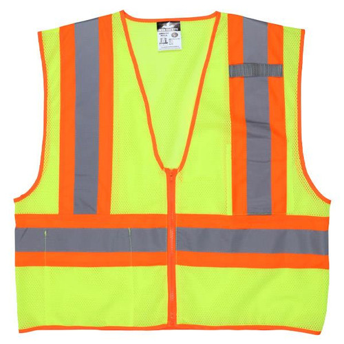 MCR Safety Luminator Class 2 Two-Tone Mesh Vest X-Large Lime