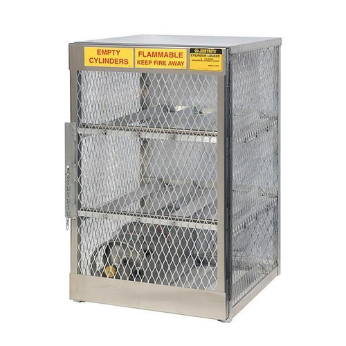 Justrite Pressurized Gas Cylinder Locker Horizontal Gray