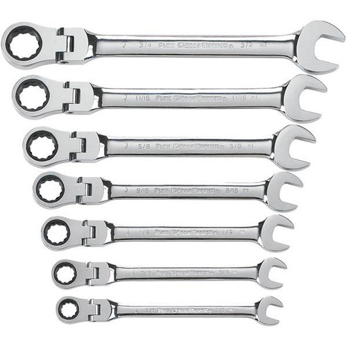 GearWrench 7-Piece, 12-Point Flex Head Ratcheting Combination Wrench Set, SAE