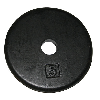CanDo Iron Disc Weight Plate, 5 lbs., 1" diameter hole