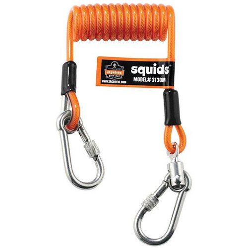 Ergodyne Squids 3130M Coiled Cable Lanyards 7" (Coiled) 50" (Extended) Orange