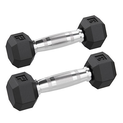 Power Systems Rubber Hex Dumbbell, 3 lb., Pair