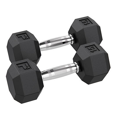 Power Systems Rubber Hex Dumbbell, 15 lb., Pair