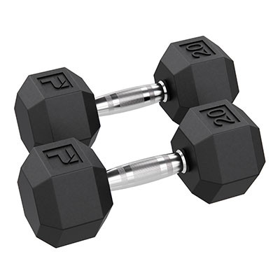 Power Systems Rubber Hex Dumbbell, 20 lb., Pair