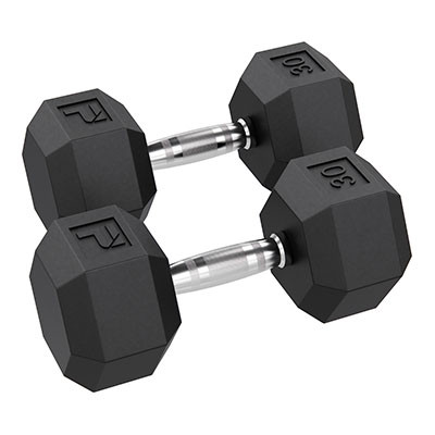 Power Systems Rubber Hex Dumbbell, 30 lb., Pair