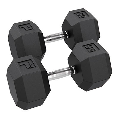 Power Systems Rubber Hex Dumbbell, 55 lb., Pair