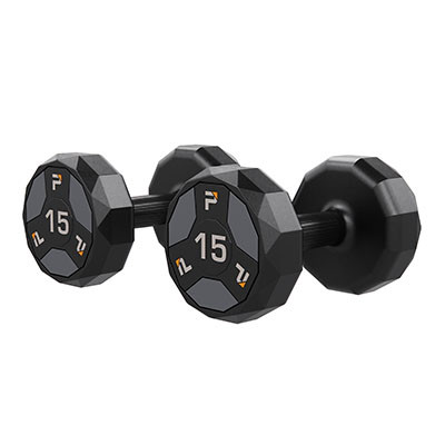 Power Systems Urethane Cardio Dumbbell, Gray, 15 lb., Pair