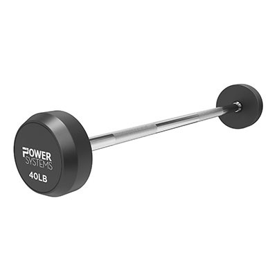 Power Systems Power Systems, Straight Handle Pro Style Rubber Fixed Barbell, 40 lb.