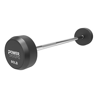Power Systems Power Systems, Straight Handle Pro Style Rubber Fixed Barbell, 80 lb.