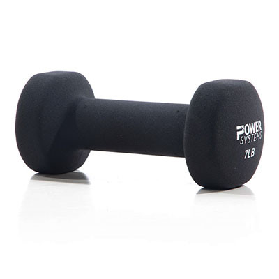 Power Systems Premium Neoprene Coated Dumbbell, Black, Pair, 7 lb