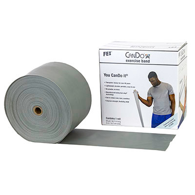 CanDo CanDo Low Powder Exercise Band - 50 yard roll - Silver - xx-heavy