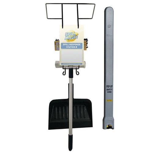 Spill Magic Spill Response Station (No Bottle) w/ 20" Safety Cone