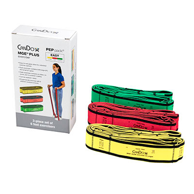CanDo CanDo MGE Plus PEP Pack, 6 Foot Exerciser, 9 Loops, Easy (1 ea: Yellow, Red, Green)
