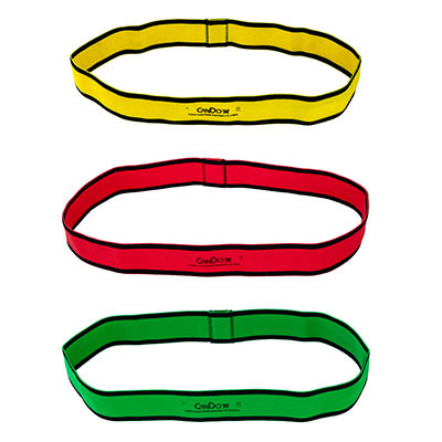 CanDo CanDo Fabric Loop Plus, 18" Long Single Loop Set of 3, Yellow, Red, Green