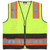 MCR Safety Luminator ANSI Class 2 Solid Front Mesh Back Safety Vest Large Lime Black